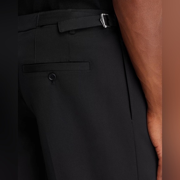 SIMKHAI Leroy Relaxed Straight Fit Pleated Pants Size 34 Black - Picture 3 of 11